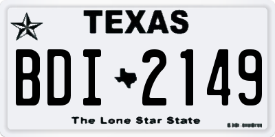 TX license plate BDI2149