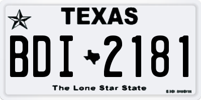 TX license plate BDI2181