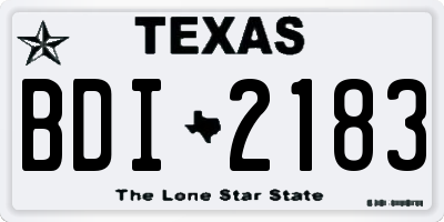 TX license plate BDI2183