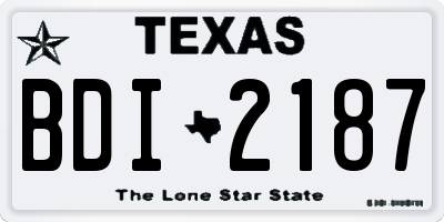 TX license plate BDI2187