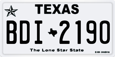 TX license plate BDI2190