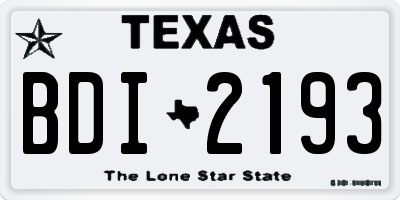 TX license plate BDI2193