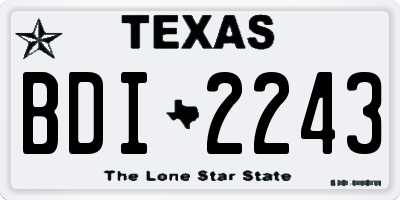 TX license plate BDI2243