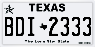 TX license plate BDI2333