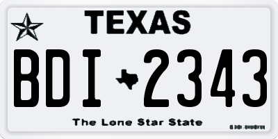 TX license plate BDI2343