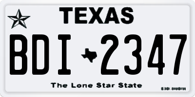 TX license plate BDI2347