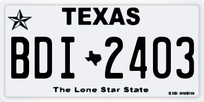 TX license plate BDI2403