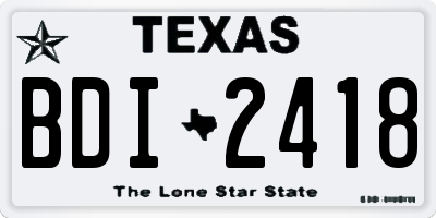 TX license plate BDI2418