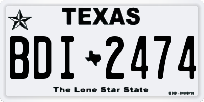 TX license plate BDI2474