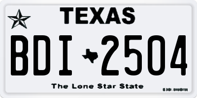 TX license plate BDI2504
