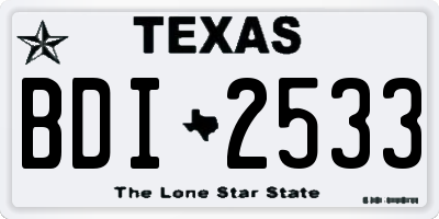 TX license plate BDI2533