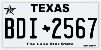 TX license plate BDI2567