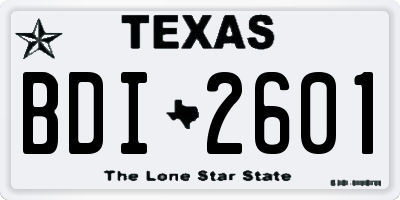 TX license plate BDI2601