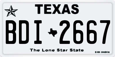 TX license plate BDI2667