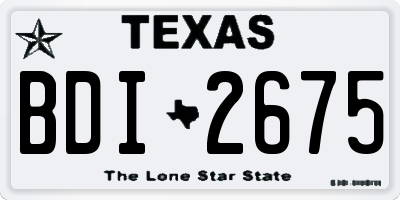 TX license plate BDI2675