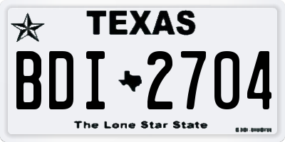 TX license plate BDI2704