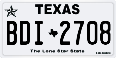 TX license plate BDI2708