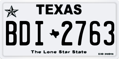 TX license plate BDI2763
