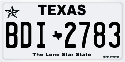 TX license plate BDI2783