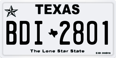 TX license plate BDI2801