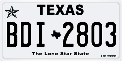 TX license plate BDI2803