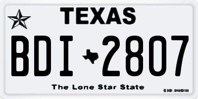 TX license plate BDI2807