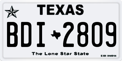 TX license plate BDI2809