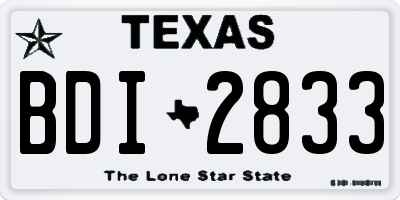 TX license plate BDI2833