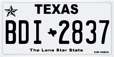 TX license plate BDI2837