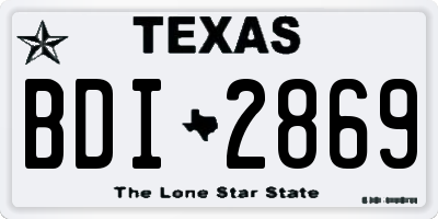 TX license plate BDI2869