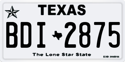 TX license plate BDI2875