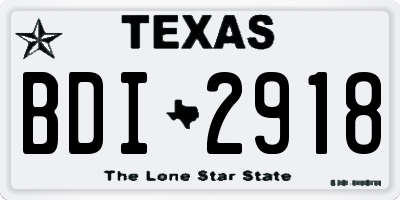 TX license plate BDI2918