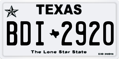 TX license plate BDI2920