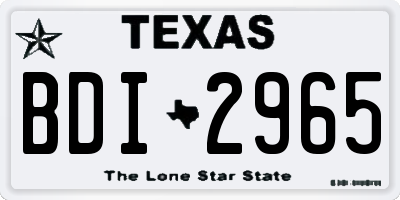 TX license plate BDI2965