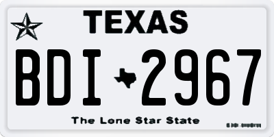 TX license plate BDI2967
