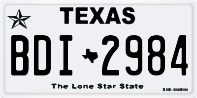 TX license plate BDI2984