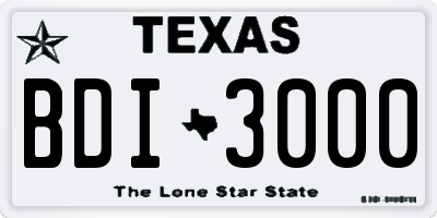 TX license plate BDI3000