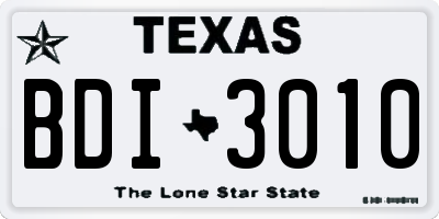 TX license plate BDI3010