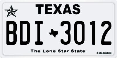 TX license plate BDI3012