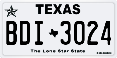 TX license plate BDI3024