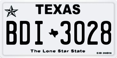 TX license plate BDI3028