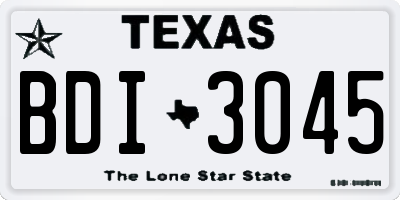 TX license plate BDI3045