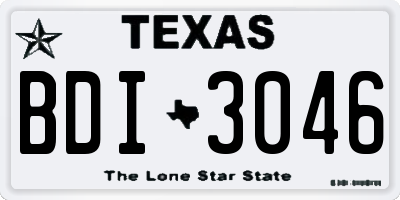 TX license plate BDI3046