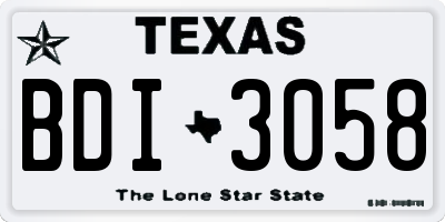 TX license plate BDI3058