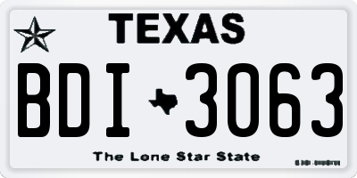 TX license plate BDI3063