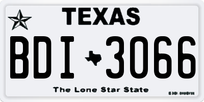 TX license plate BDI3066