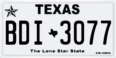 TX license plate BDI3077