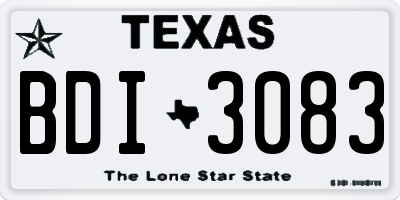 TX license plate BDI3083
