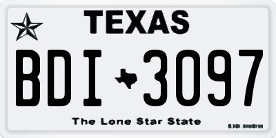 TX license plate BDI3097