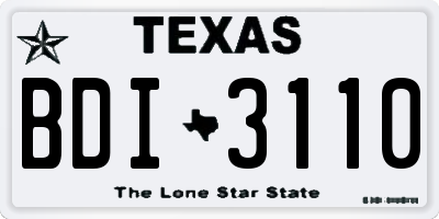 TX license plate BDI3110